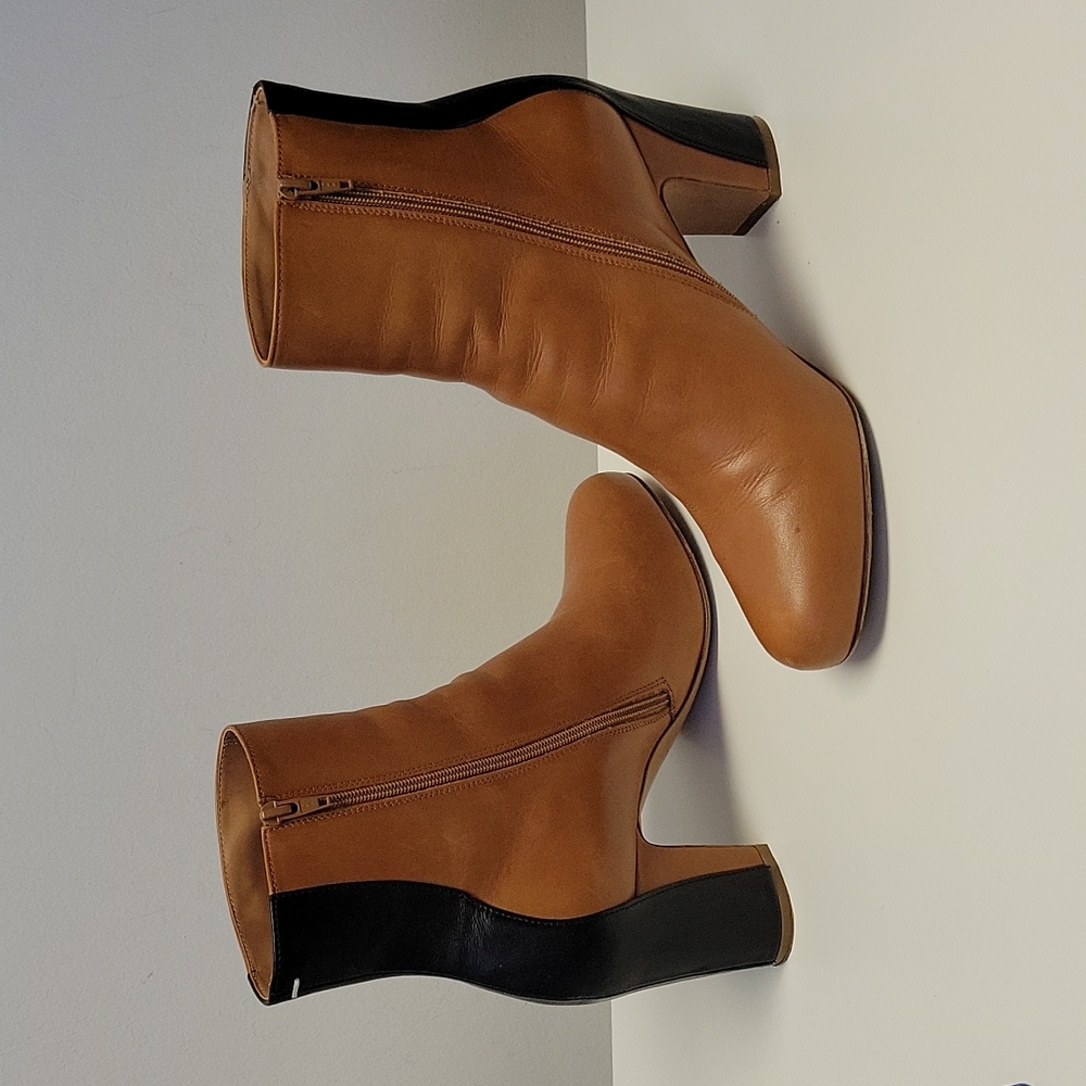 Maison Martin Margiela Tan and Black Leather Ankle Boots